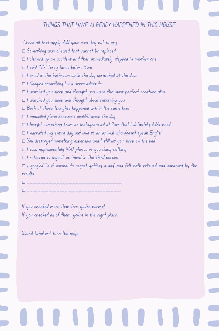 Things That Have Already Happened In This House — journal checklist page